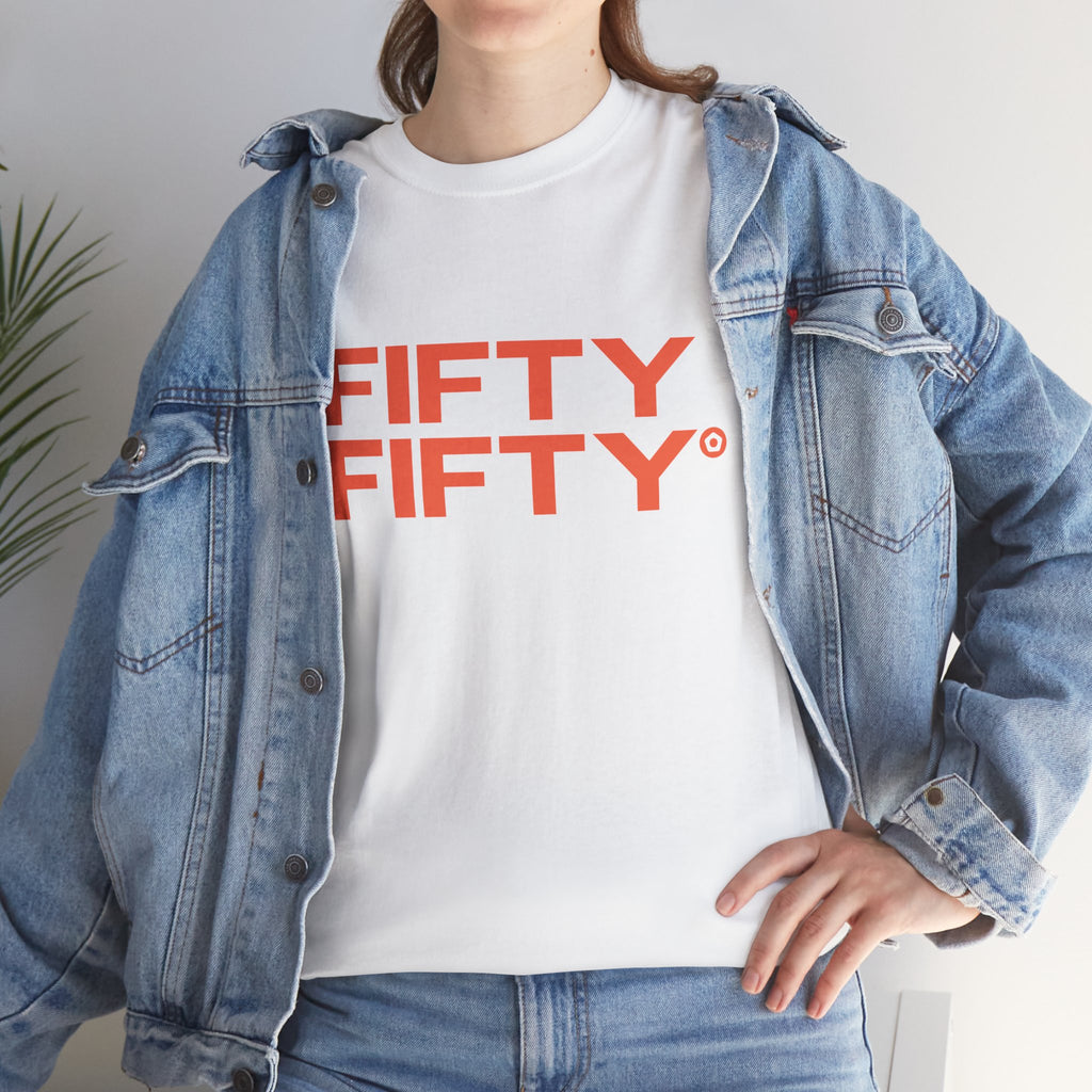 "FIFTY FIFTY" Unisex Heavy Cotton Tee - We Make Footballers